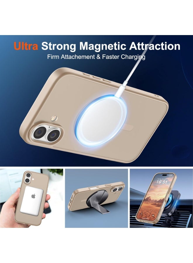 أكاليكس جراب مغناطيسي غير لامع لهاتف iPhone 16 Plus، حماية عالية الجودة ضد السقوط مع شريط مقاوم للصدمات، جراب خلفي شفاف غير لامع للهاتف (تيتانيوم صحراوي) - Image 5